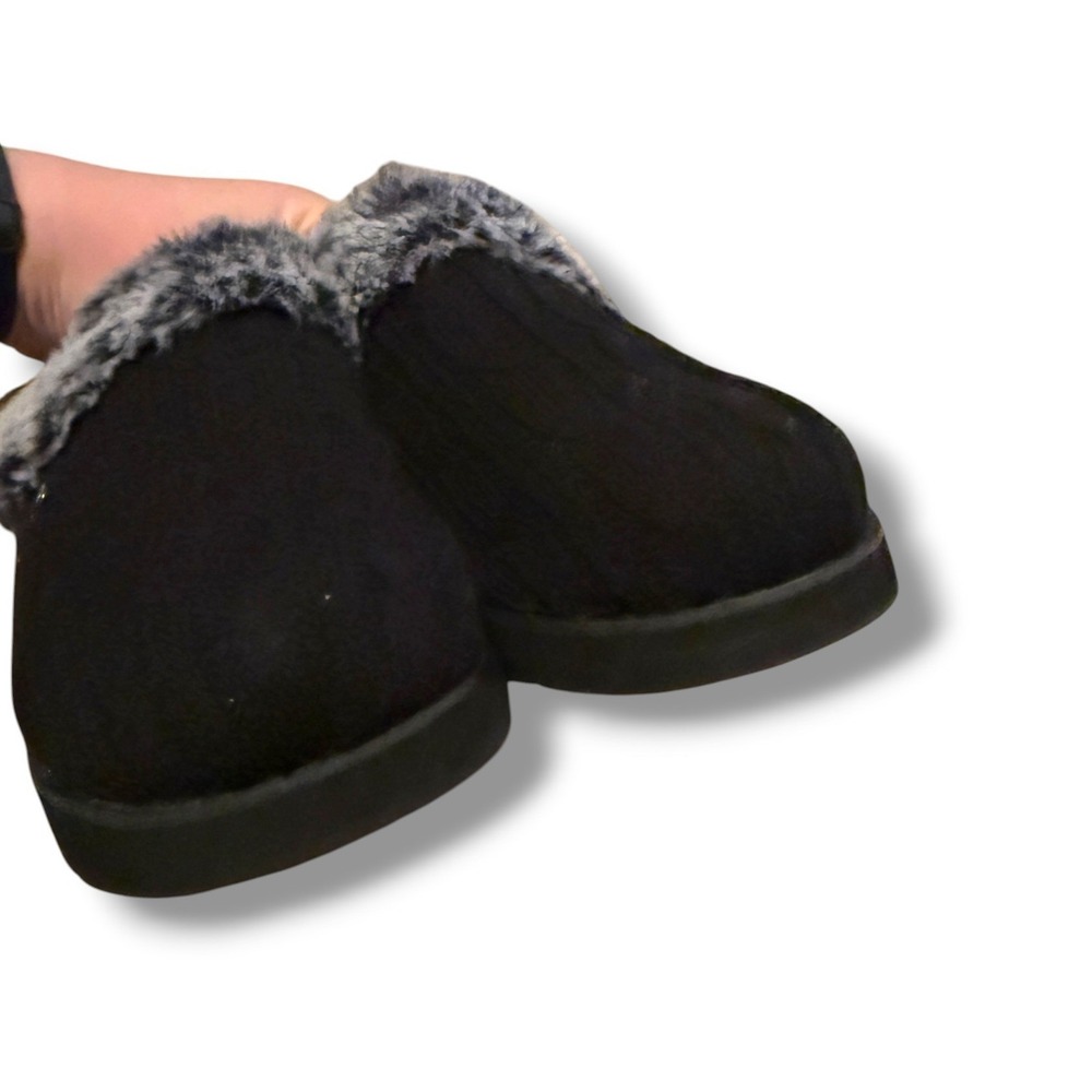 Skechers BOBS Keepsakes Slippers Womens 7 Black Cable Knit Faux Fur Memory Foam - Picture 5 of 8
